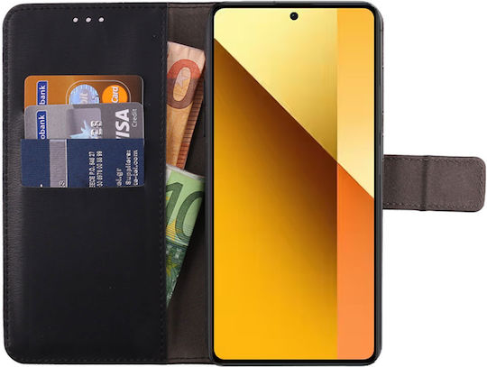Volte-Tel Buchen Sie Synthetisches Leder / Silikon Schwarz (Redmi Note 13 5G -> Redmi Note 13 5G)