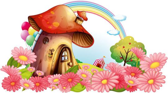 Wall Sticker Mushroom House 60cm X 35cm