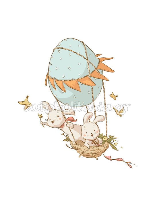 Hot Air Balloon Wall Sticker with Bunnies 80cm X 86cm