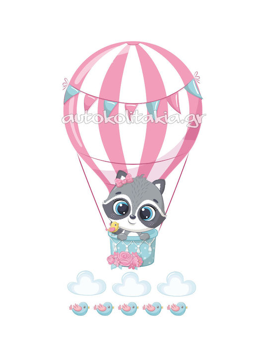 Wandsticker Waschbär Heißluftballon 50cm x 26cm