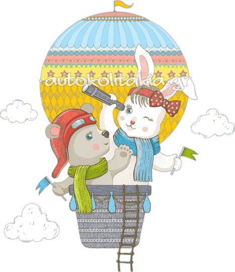 Hot Air Balloon Exploration Wall Sticker 50cm X 58cm