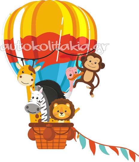 Hot Air Balloon with Animals Wall Sticker 70cm X 80cm