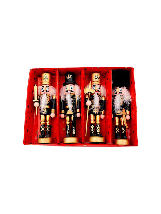 Декоративен Висящ Nutcracker Украса Черен Комплект 4бр