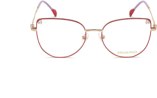 Emilio Pucci Rame Ochelari Metalice Pentru Femei Structură Scheletică Fluture Roz EP5140 028