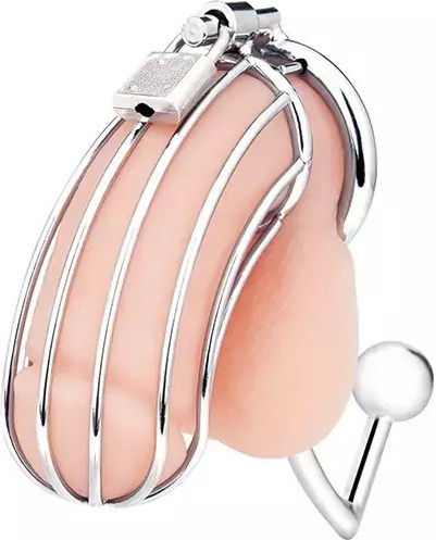 Blueline Cock Cage with Anal Stimulator