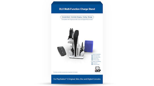 Suport Deluxe Imp Tech Încărcător Controlere cu Ventilator Edge 3sp și Depozitare pentru Căști, Telecomandă, Accesoriu PS5