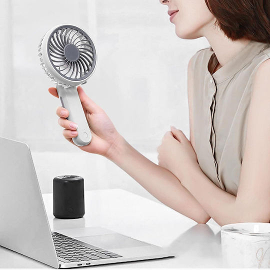 Portable Hand Desk Fan Powerful Silent Motor Lithium Ion Battery Cord White 12 Cm Original Deals