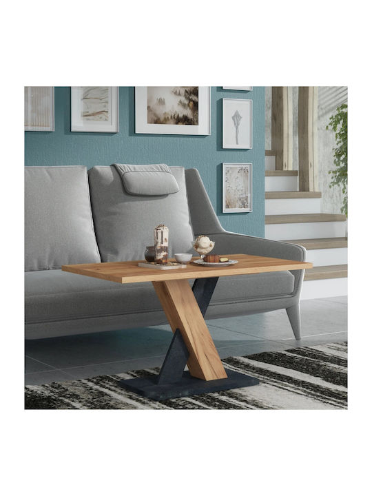 Rectangular Coffee Table Xena Wooden Fusiko-mavro L90xW50xH45cm.