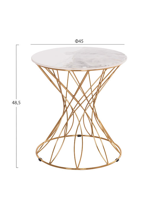 Round Side Table Rudy Metal Λευκο-μεταλλο Χρυσο L45xW45xH48cm.