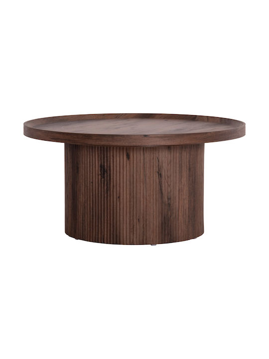 Round Central Coffee Table Margon Wooden Dark Brown 80x80x40cm