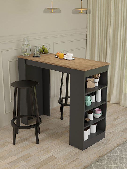 Table Bar Wooden Oak-anthracite 120x51.5x102cm