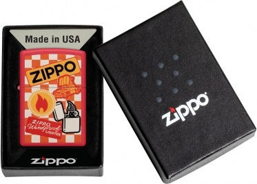 Zippo Retro Brichetă Rezistentă La Vânt Cu Flacără În Culoare Roșie