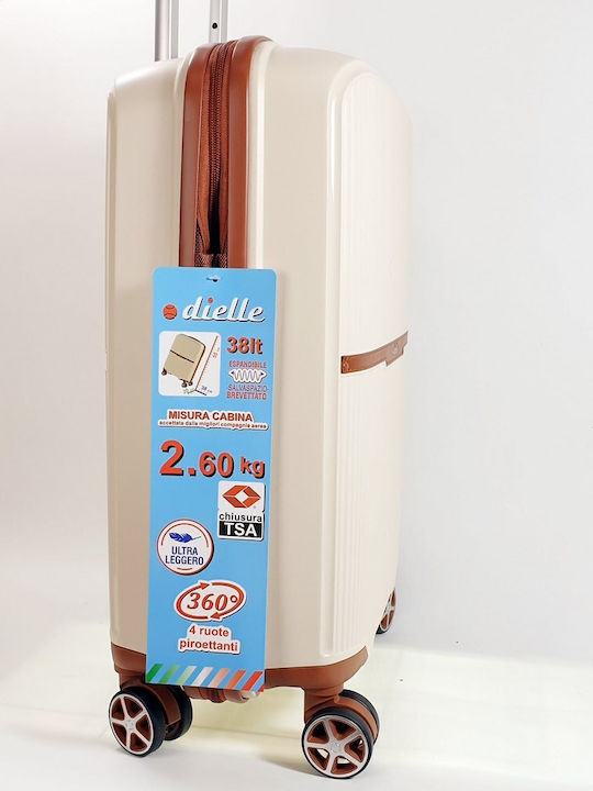Dielle Cabin Travel Suitcase Hard Beige with 4 Wheels Height 55cm