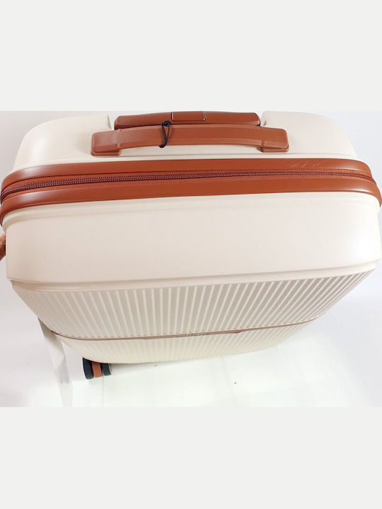 Dielle Cabin Travel Suitcase Hard Beige with 4 Wheels Height 55cm