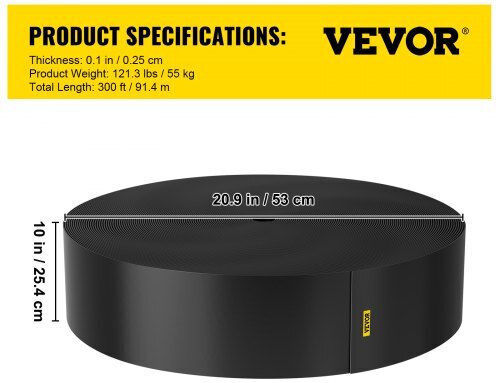 Vevor Πλαστική Μπορντούρα Κήπου σε Μαύρο Χρώμα x 91.44m
