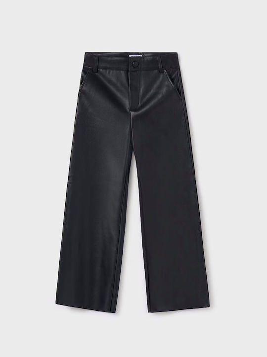 Mayoral Kids' Leather Pants black