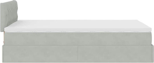Doppeltes Bett Mit Stoff in Hellgrau Mit Lattenrost Und Matratze 120x190cm