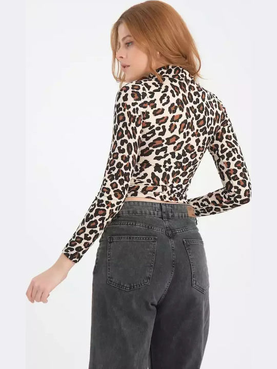 Women's Crop Top Cotton Animal Print Leopard