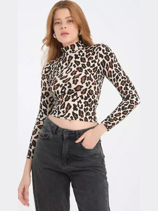 Women's Crop Top Cotton Animal Print Leopard