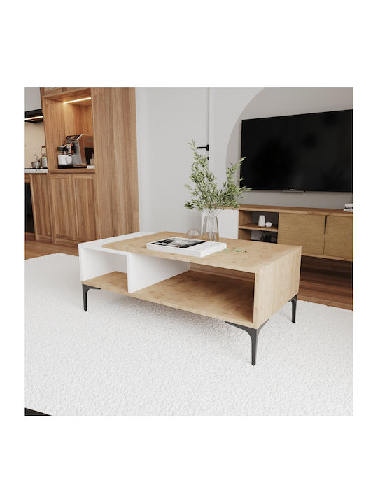 Rectangular Coffee Table Wooden Λευκή-oak L90xW50xH37cm.