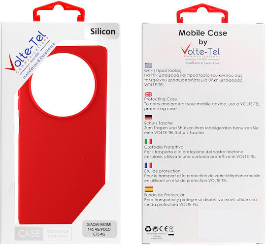 Volte-Tel Задна Корица Силиконова с Каишка за Врата Червена (Redmi 14C / Poco C75)