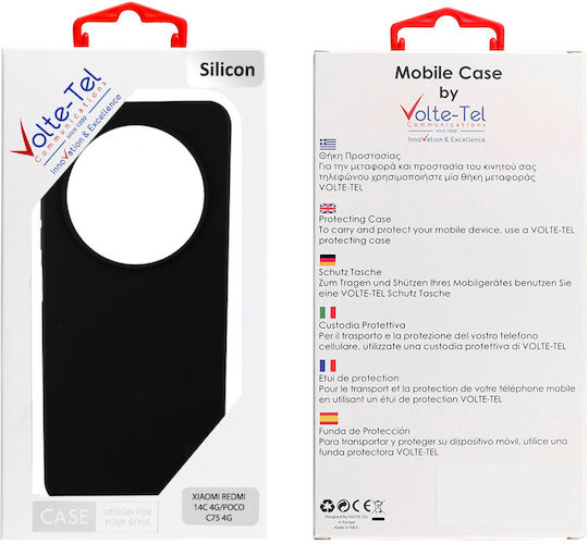 Volte-Tel Back Cover Σιλικόνης με Λουράκι Μαύρο (Redmi 14C / Poco C75)