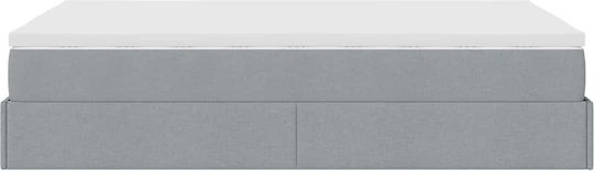 Halb-Double Bettunterlage Mit Stoff Bezogen In Hellgrau Mit Lattenrost & Matratze 120x200cm