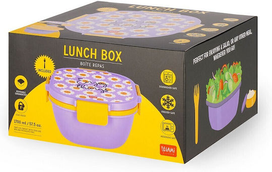 Legami Milano Plastic Purple Lunch Box With Compartments 1.7lt