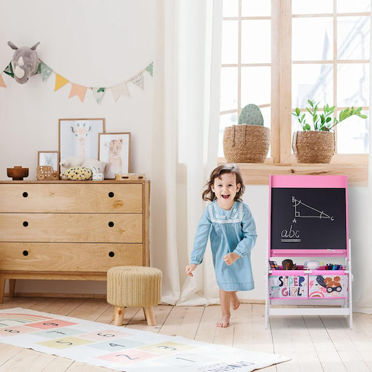 Ginger Home 3 In 1 Children's Drawing Easel Black Board White Board Paper Roll Super Girl