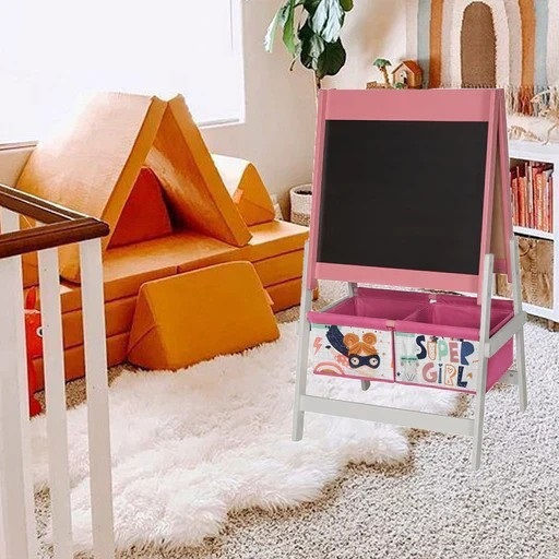 Ginger Home 3 In 1 Children's Drawing Easel Black Board White Board Paper Roll Super Girl