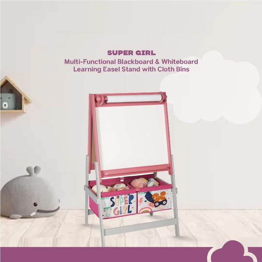 Ginger Home 3 In 1 Children's Drawing Easel Black Board White Board Paper Roll Super Girl