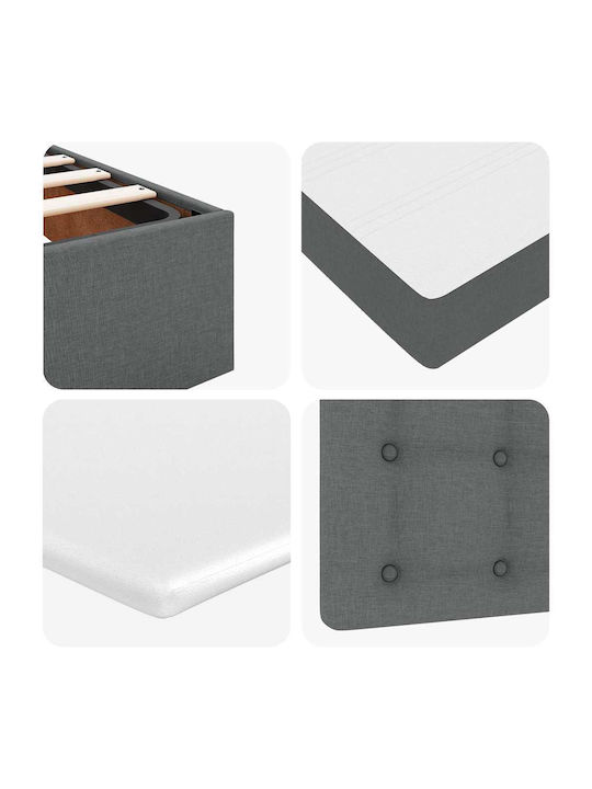 King Size Upholstered Bed with Fabric Dark Grey with Slats & Mattress 180x200cm