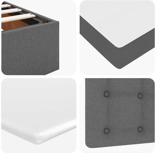 King Size Upholstered Bed with Fabric Dark Grey with Slats & Mattress 180x200cm