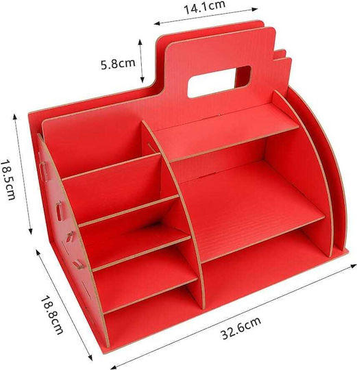 Organizator de birou din lemn roșu