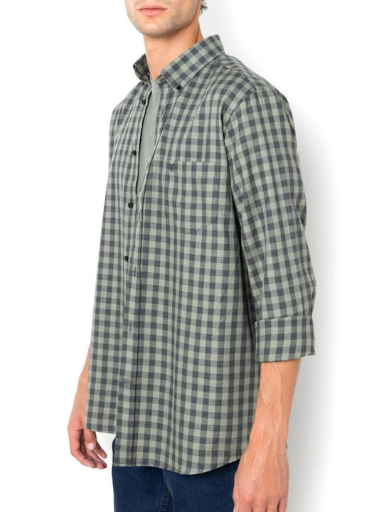 The Bostonians Long-sleeved Shirt Checked Khaki