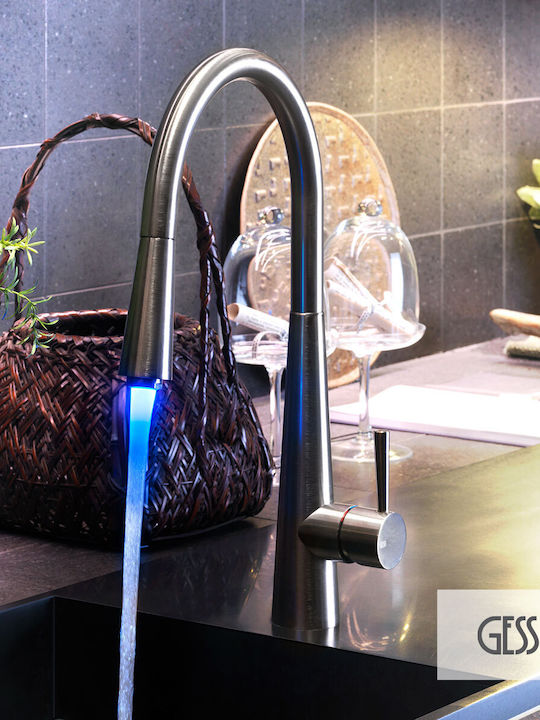 Gessi Μπαταρία Κουζίνας Πάγκου Inox Ασημί