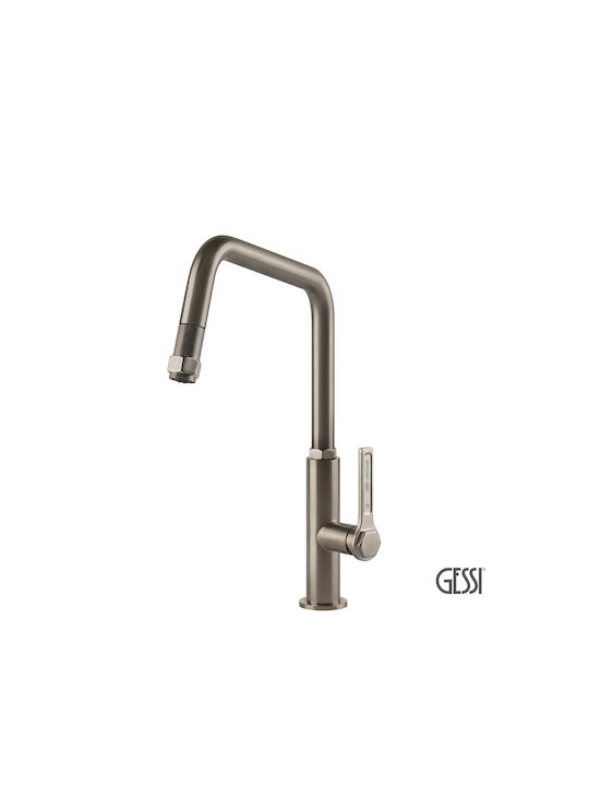 Gessi Μπαταρία Κουζίνας Πάγκου Inox Ασημί