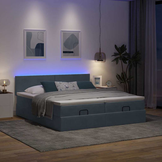 King Size Bett Mit Samt Dunkelgrau Mit Lattenrost & Matratze 200x200cm