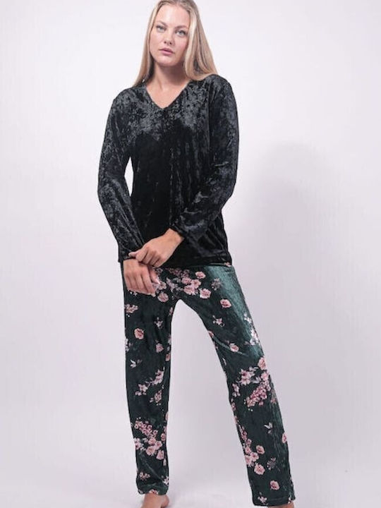 Cherry Underwear Winter Women's Pyjama Set Burgundy