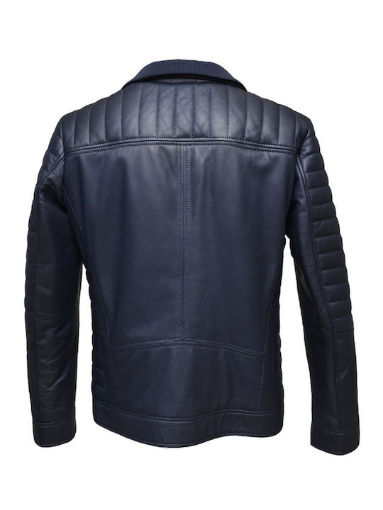 Dermatina 100 Leather Jacket D.blue T