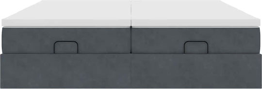 King Size Bed Upholstered with Velvet Dark Gray with Slats and Mattress 180x200cm 3311262