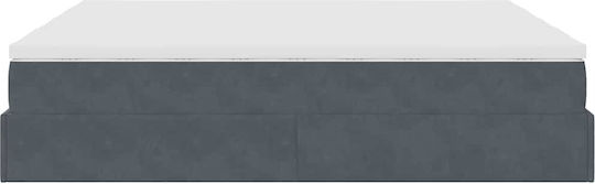 King Size Bed Upholstered with Velvet Dark Gray with Slats and Mattress 180x200cm 3311262