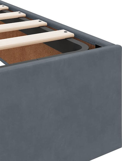 King Size Bed Upholstered with Velvet Dark Gray with Slats and Mattress 180x200cm 3311262