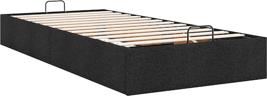 Betten Einzel mit Stoff Schwarz mit Stauraum & Lattenrost für Matratzengröße 80x200cm