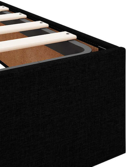 Bett mit Lattenrost Übergröße Bezogen auf Stoff Schwarz mit Stauraum & Latten für Matratze 160x200cm