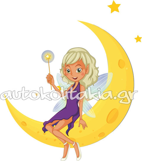 Fairy on Moon Wall Sticker 50cm X 70cm
