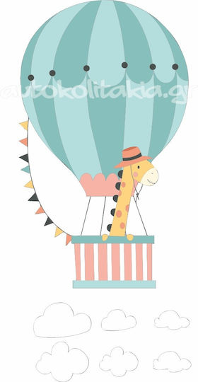 Giraffe Hot Air Balloon Wall Sticker 2 Sets 6 Clouds 80cm X 37cm