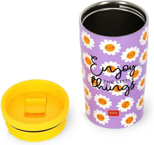 Legami Milano Glass Thermos Stainless Steel 275ml Daisy with Mouthpiece