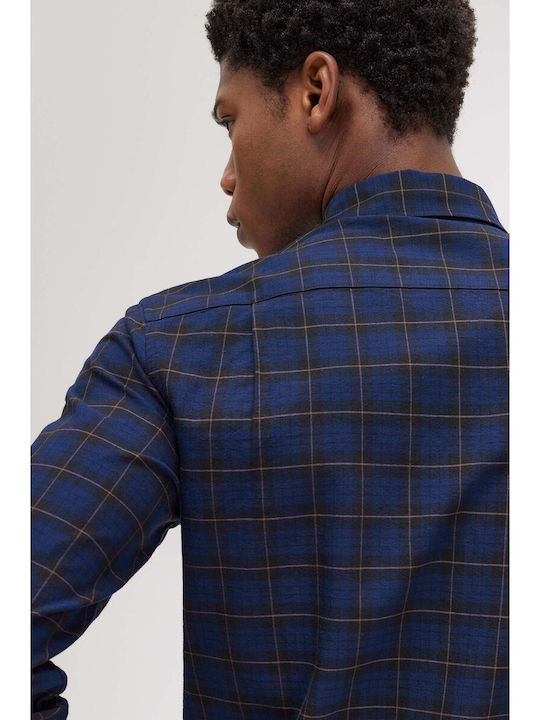 Fred Perry Long-sleeved Shirt Checked Navy Blue