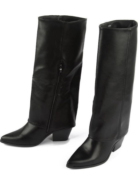 Damenstiefel mit mittlerem Absatz Schwarz